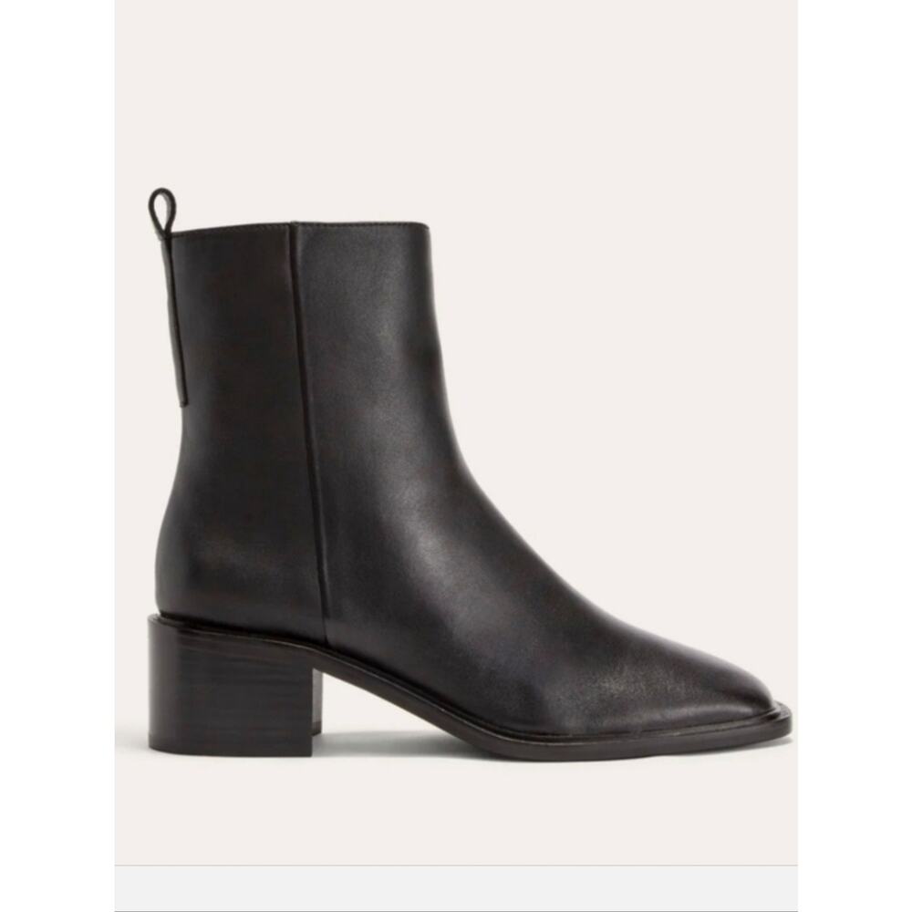 NEW Everlane The City Boot Black Leather Side Zip Block Heel Ankle Bootie 10.5